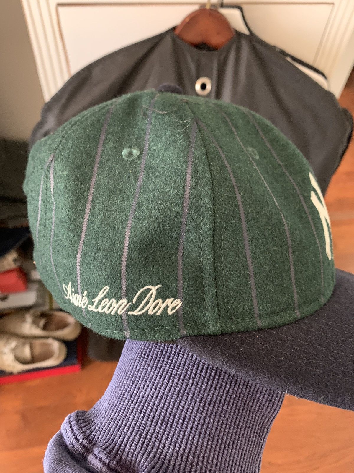 Aime Leon Dore ALD / New Era Wool Pinstripe Yankee Hat Green