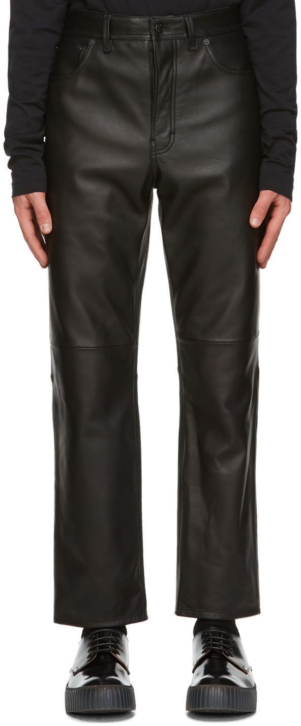 Acne Studios OB37 - Lancelot Straight-Leg Leather Pants Size US 34 / EU 50 - 3 Thumbnail