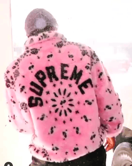 Supreme Bandana Faux-fur Jacket In Pink