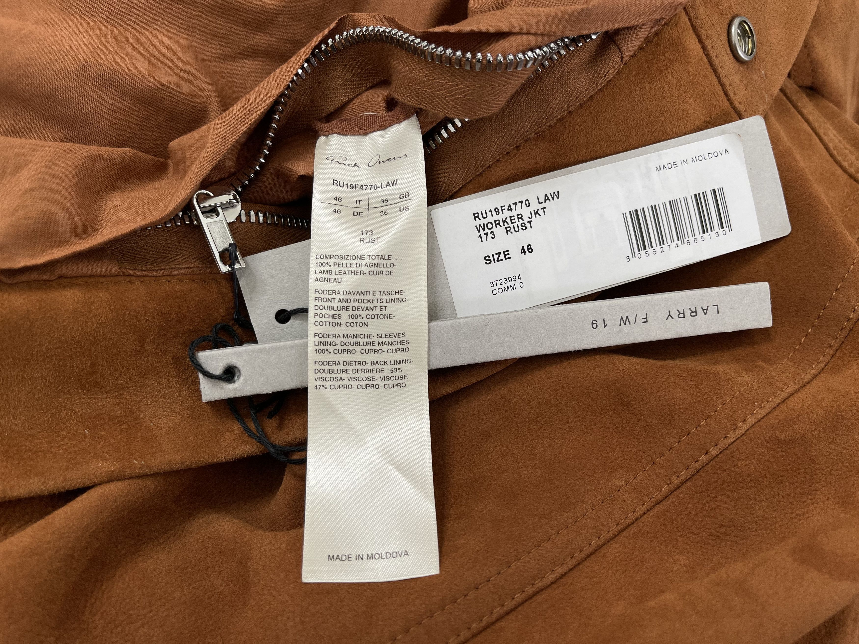 Rick Owens Rick Owens Rust Lamb Suede Worker Jacket FW19 Larry Size US S / EU 44-46 / 1 - 13 Thumbnail