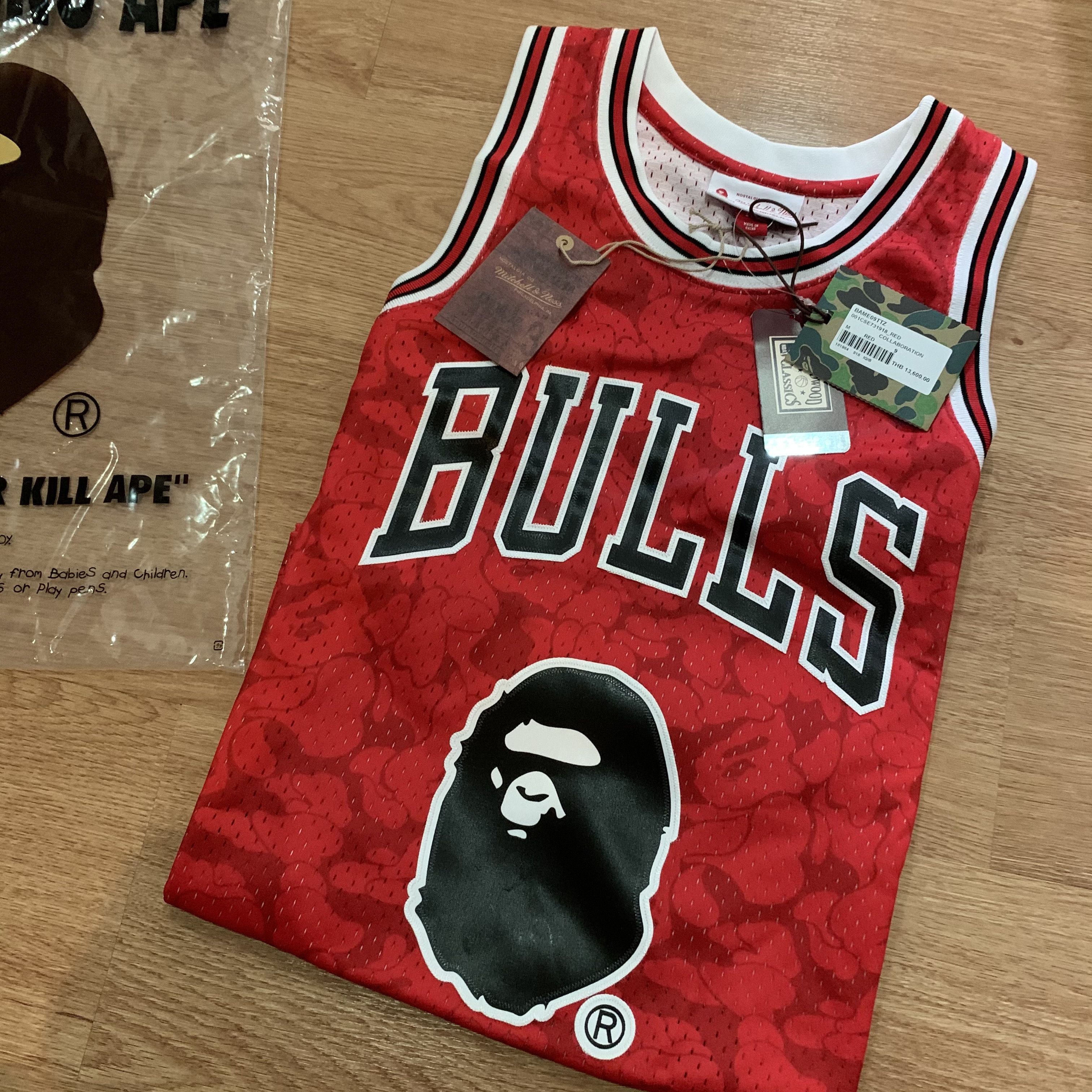 Bape Bape Mitchell u0026 Ness Chicago Bull Jersey | Grailed