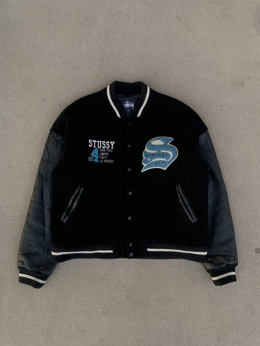 Vintage Circa 1998 “Big 4” Stussy Varsity Jacket | Grailed