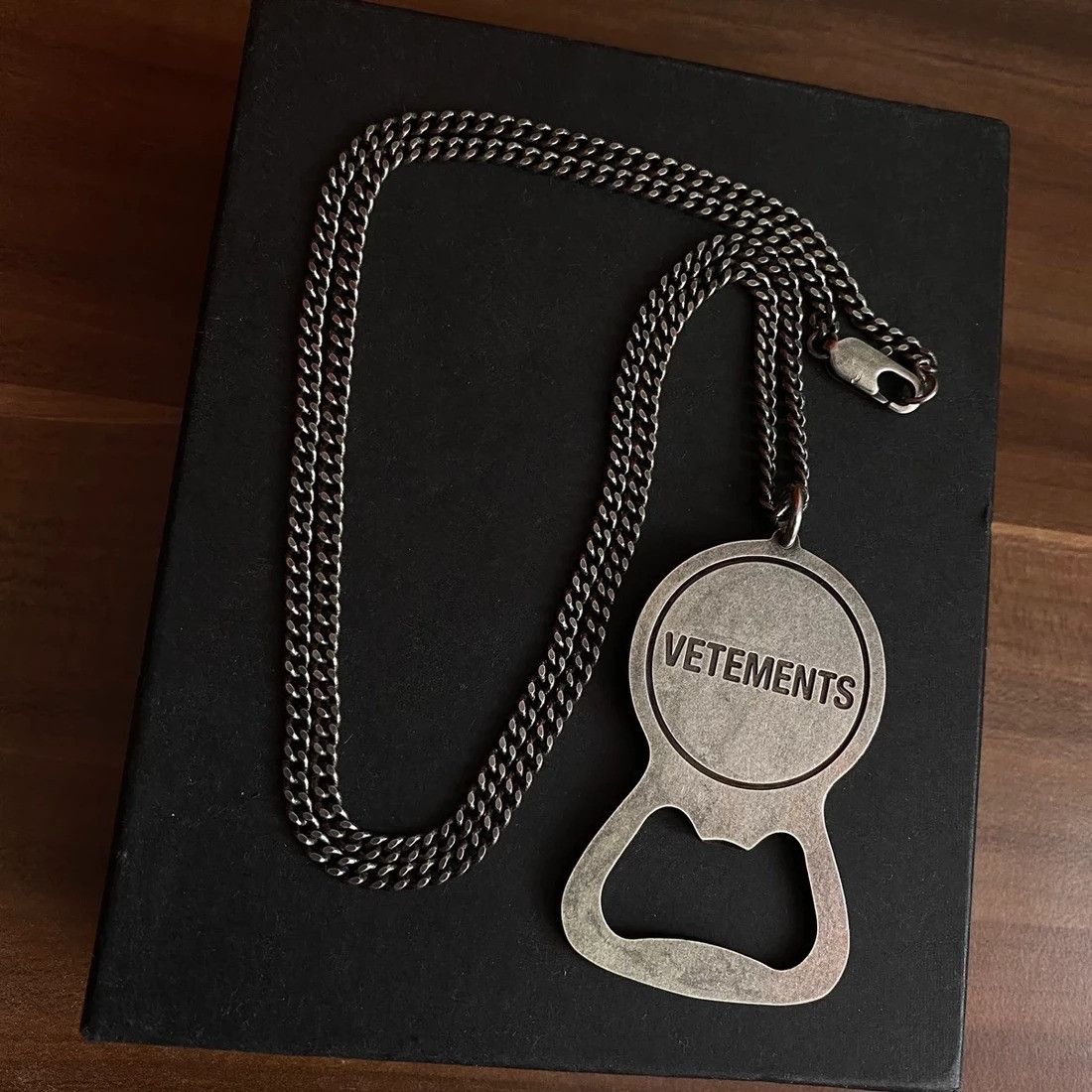 image of Vetements Bottle Opener Necklace in Silver, Men's
