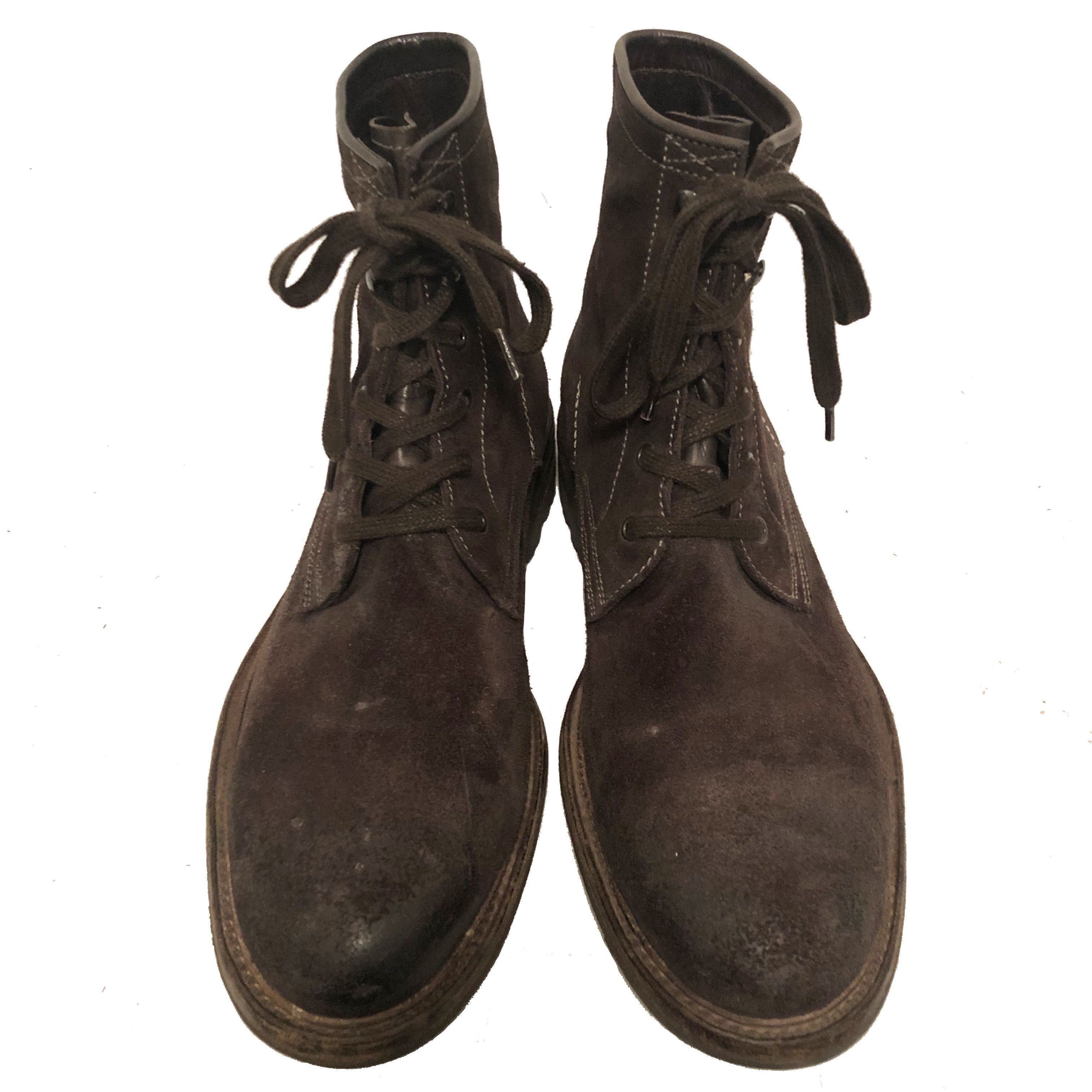 n.d.c. made by hand $595 N.D.C. Men's Distressed Dk Brown Suede Ankle Boots Size US 11 / EU 44 - 2 Thumbnail
