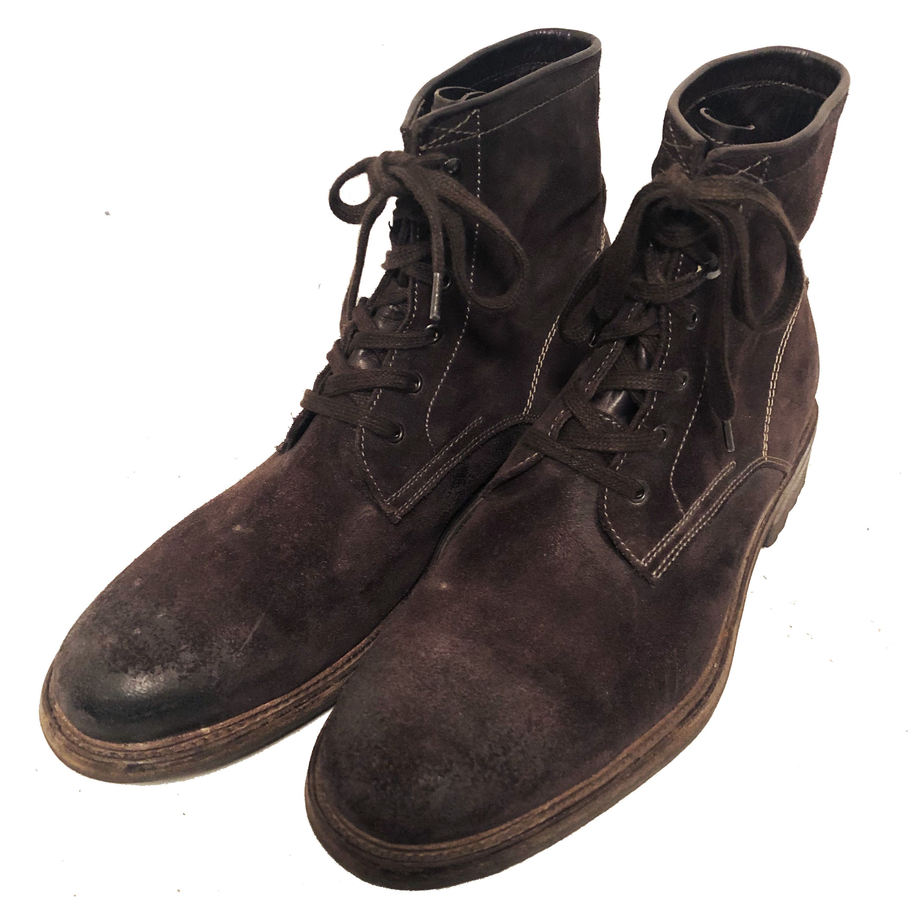n.d.c. made by hand $595 N.D.C. Men's Distressed Dk Brown Suede Ankle Boots Size US 11 / EU 44 - 11 Thumbnail