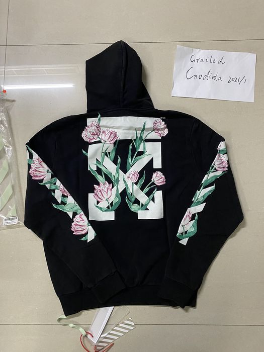 Off White free shipping Brand new tulips hoodie Grailed