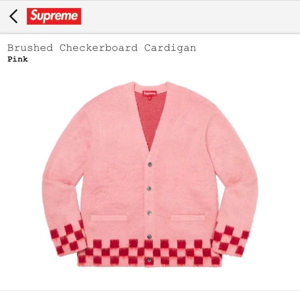 Supreme Supreme Brushed Checkerboard Cardigan Pink XL | Grailed