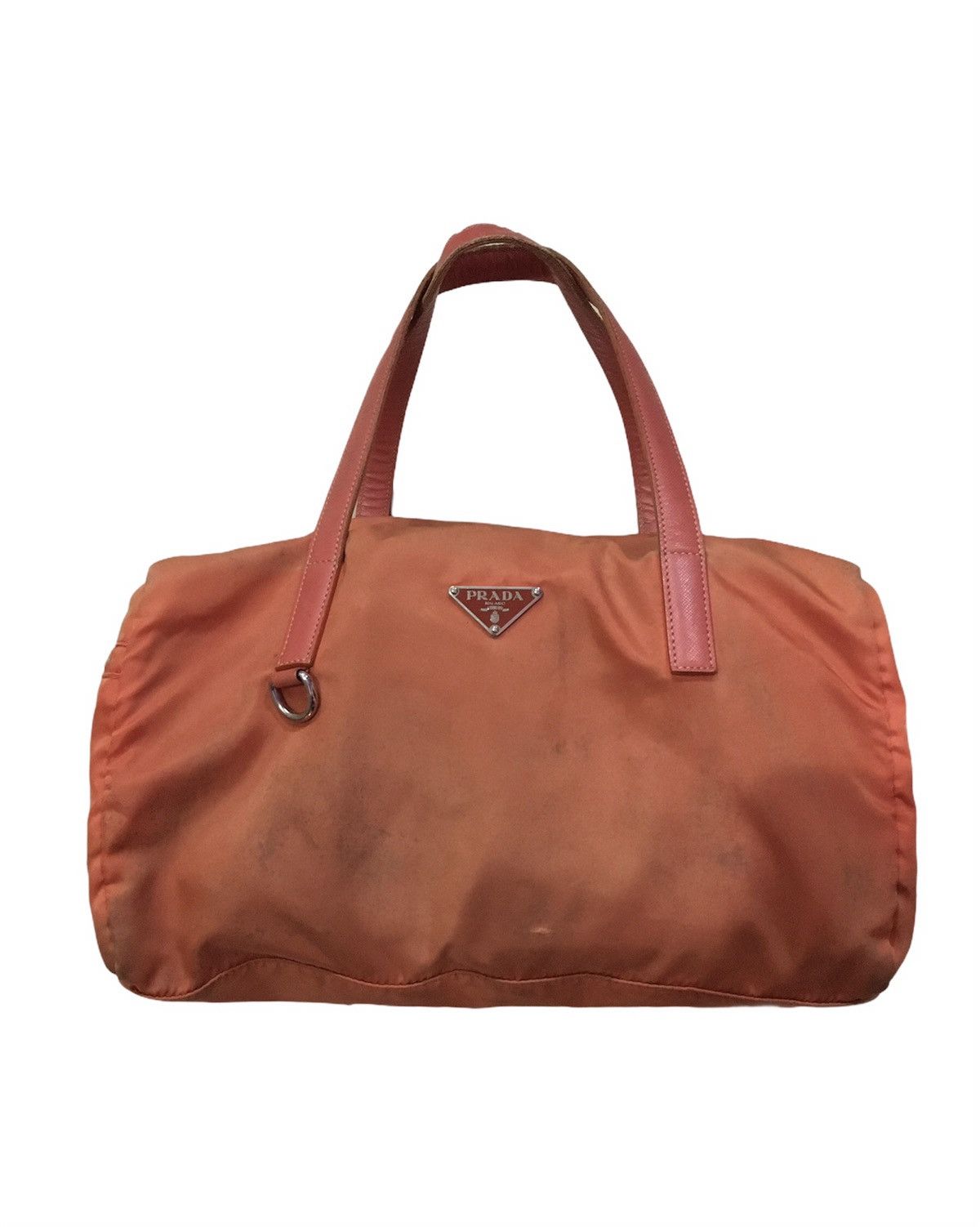 Prada Orange Nylon Boston Bag