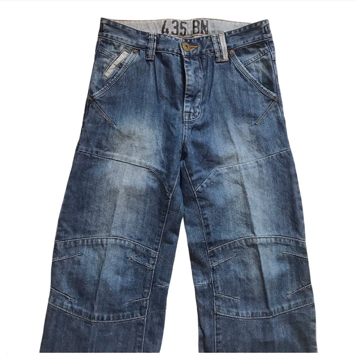 Designer × Japanese Brand × Vintage Japanese brand patchwork fishbone hickory style jeans Size US 29 - 3 Thumbnail