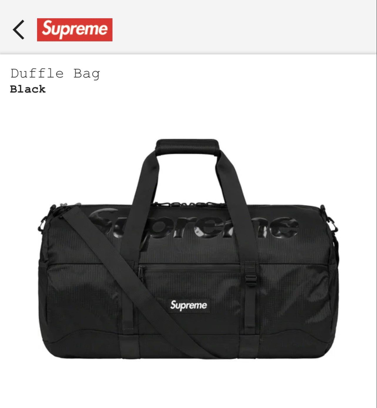 Supreme Duffle Bag (SS21) Black