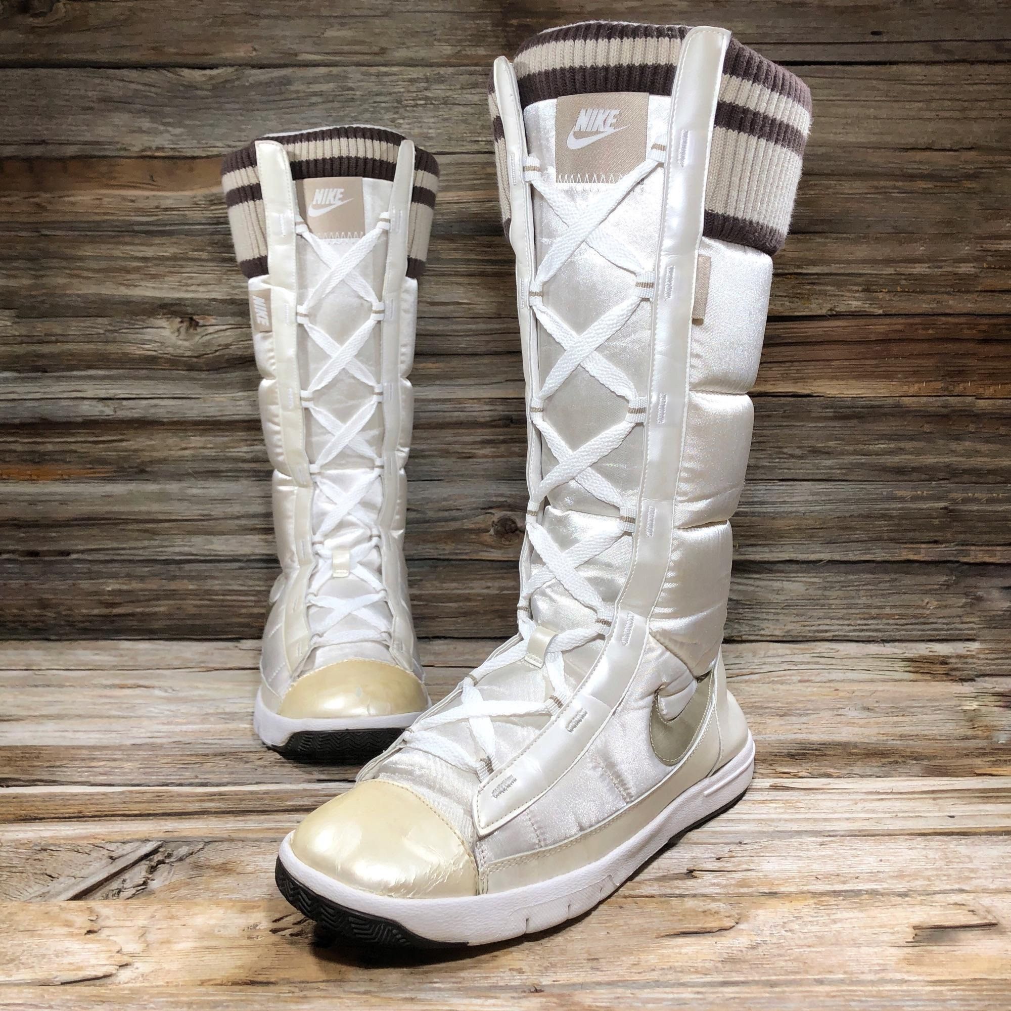 Nike Nike Retro 2007 White Satin Winter Knee High Snow Boots 9 Grailed