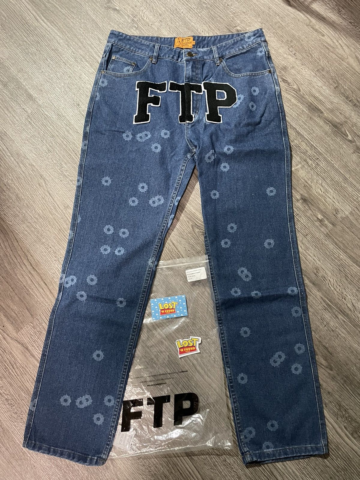 Fuck The Population FTP Bullet Hole Denim Jeans Chenille Fuck The Population FTP Bullet Hole Denim Jeans Chenille