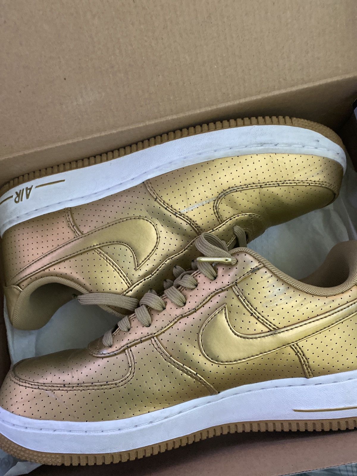 nike gold air force ones