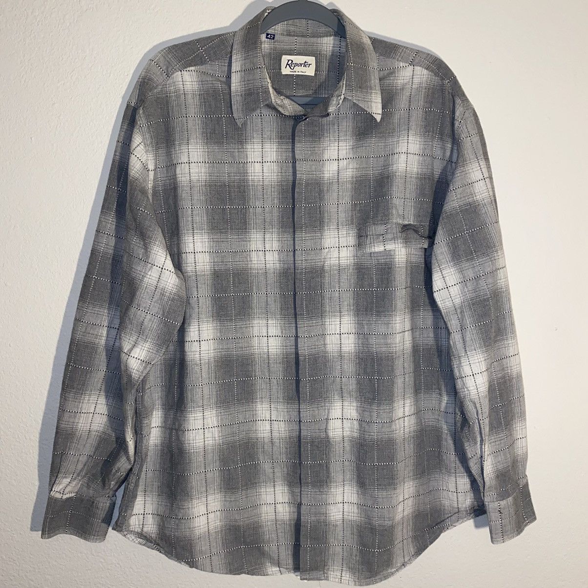 Other Reporter Button Up Grey Plaid Shirt Size US L / EU 52-54 / 3 - 1 Thumbnail
