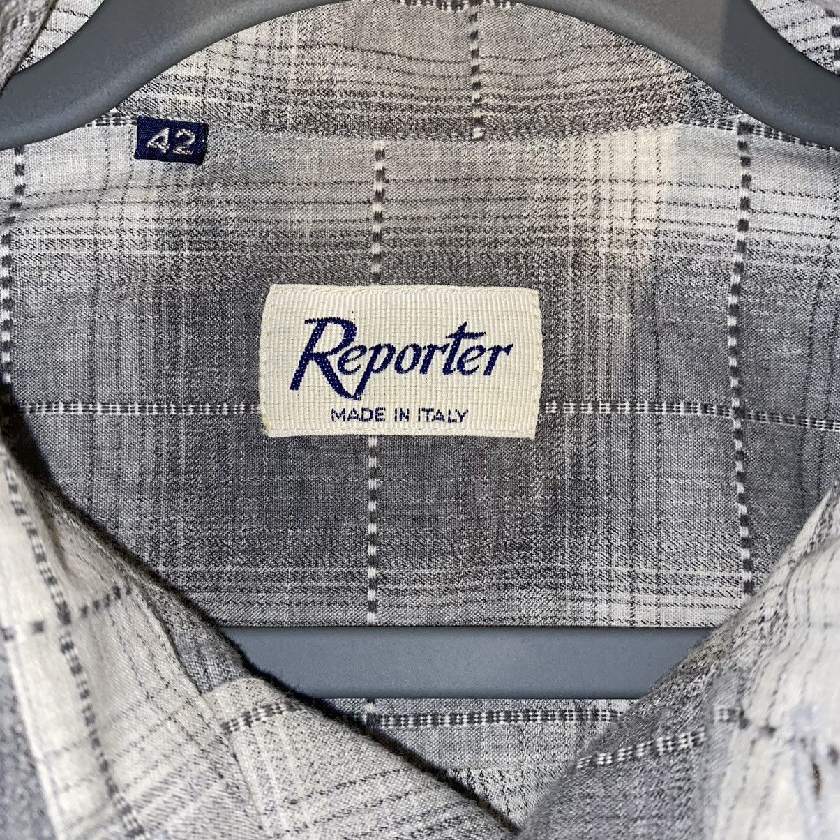 Other Reporter Button Up Grey Plaid Shirt Size US L / EU 52-54 / 3 - 6 Thumbnail