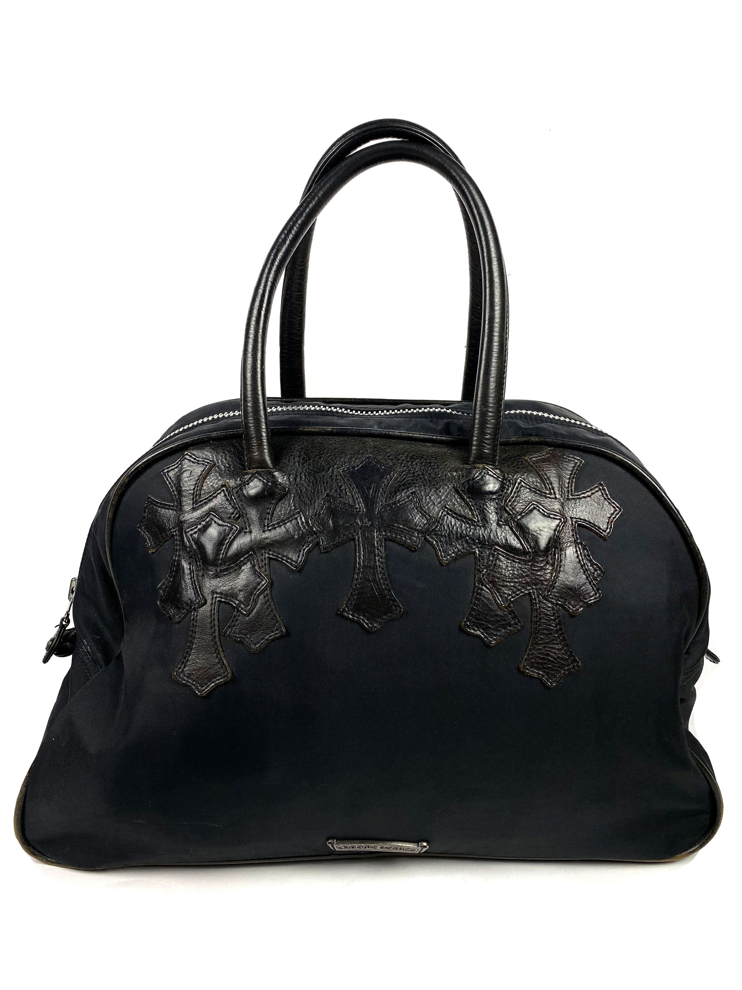 Chrome Hearts Leather Cross Patch Black Mini Bowling Bag