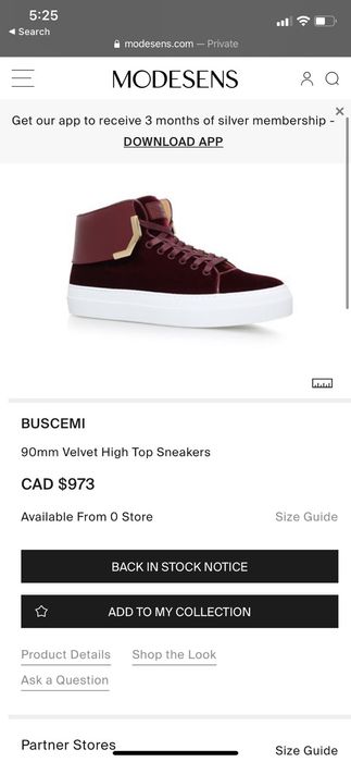 Buscemi Buscemi 90mm metal corner Velvet sneakers Grailed