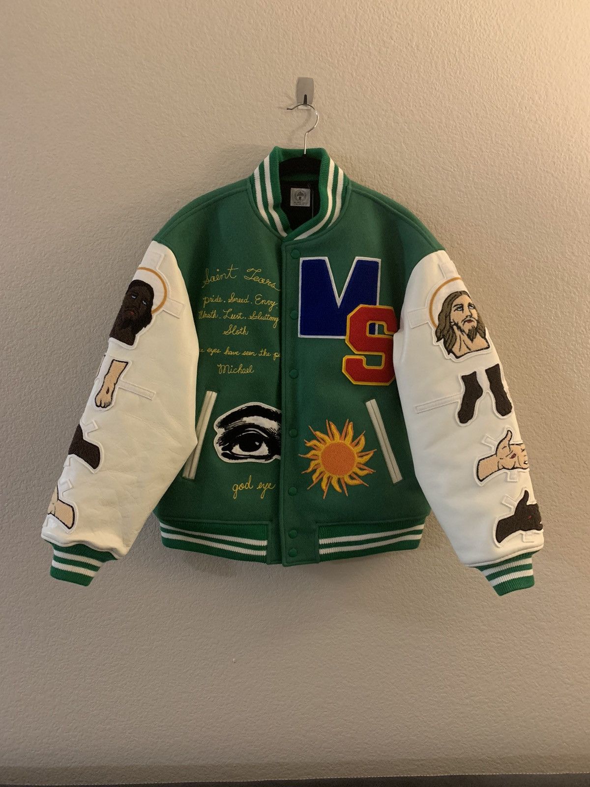 Saint Michael Varsity Jacket in Green for Men