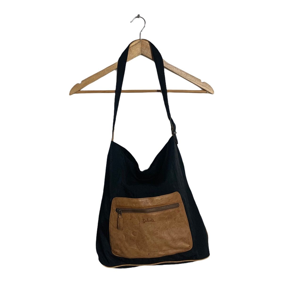 Vintage Vintage handbag leather/cotton black Size ONE SIZE - 1 Thumbnail
