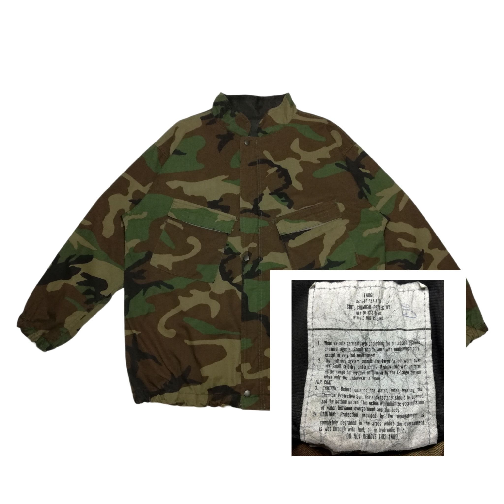 Vintage 🔥USGI Army Military Chemical Protection Suit Woodland Camo Size US XL / EU 56 / 4 - 1 Thumbnail