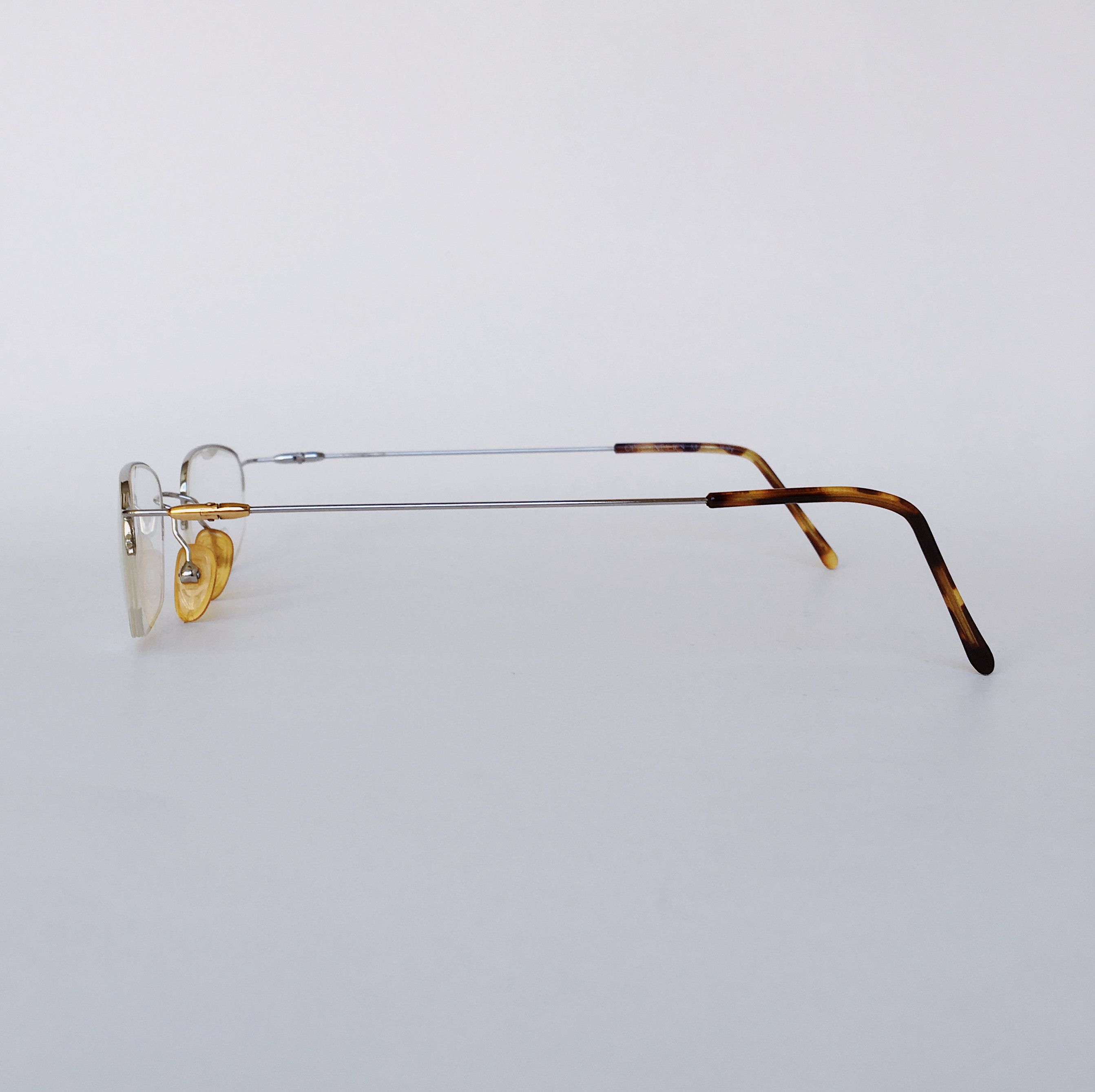 Vintage OPTOLINE Vintage Square Eyeglasses Half Rimmed Silver Gold Size ONE SIZE - 4 Thumbnail