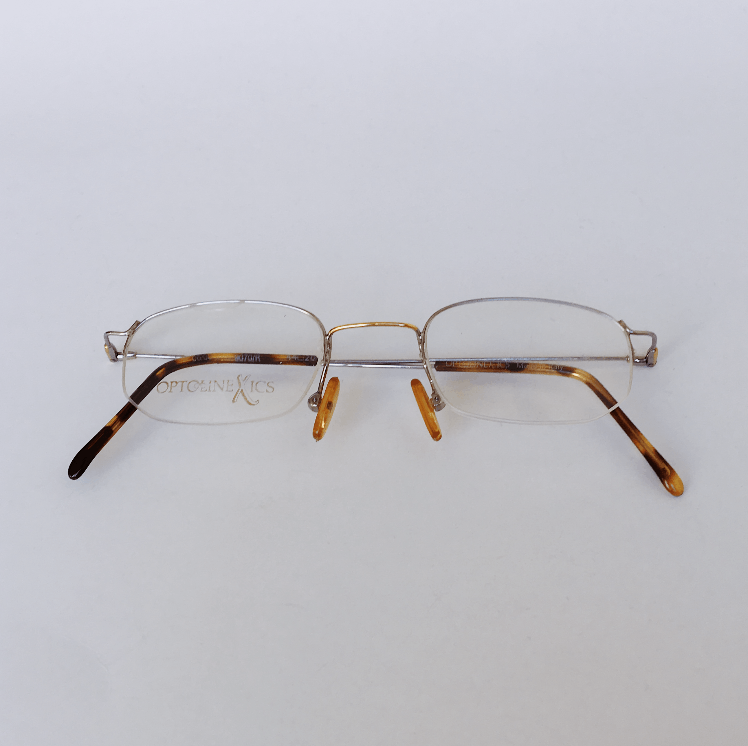 Vintage OPTOLINE Vintage Square Eyeglasses Half Rimmed Silver Gold Size ONE SIZE - 3 Thumbnail