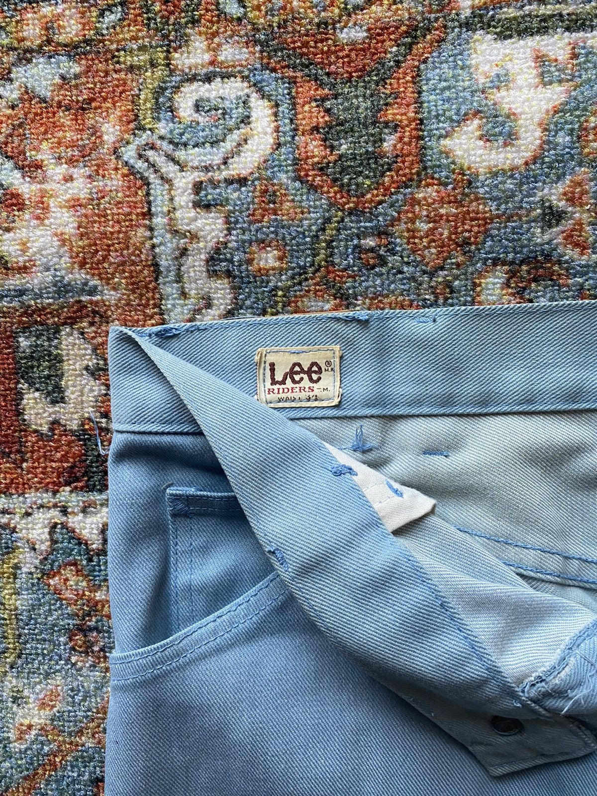 Lee Vintage 1970s Lee Rider Disco Flair Baby Blue Pants READ Size US 30 / EU 46 - 7 Thumbnail