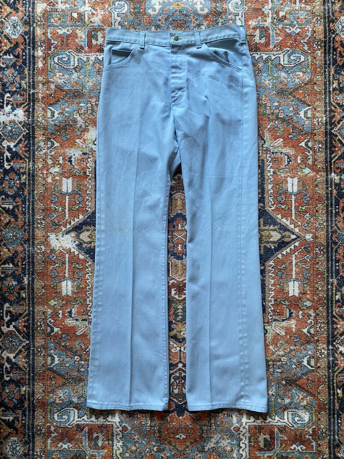 Lee Vintage 1970s Lee Rider Disco Flair Baby Blue Pants READ Size US 30 / EU 46 - 1 Thumbnail
