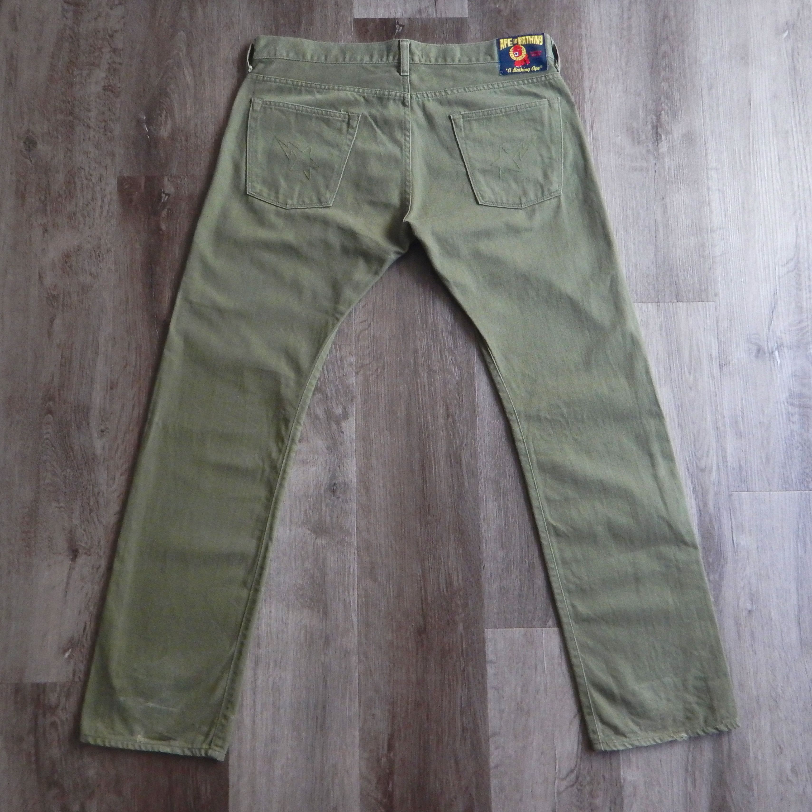 image of Bape Olive Green Small Sta Pocket Pants, Men's (Size 36)