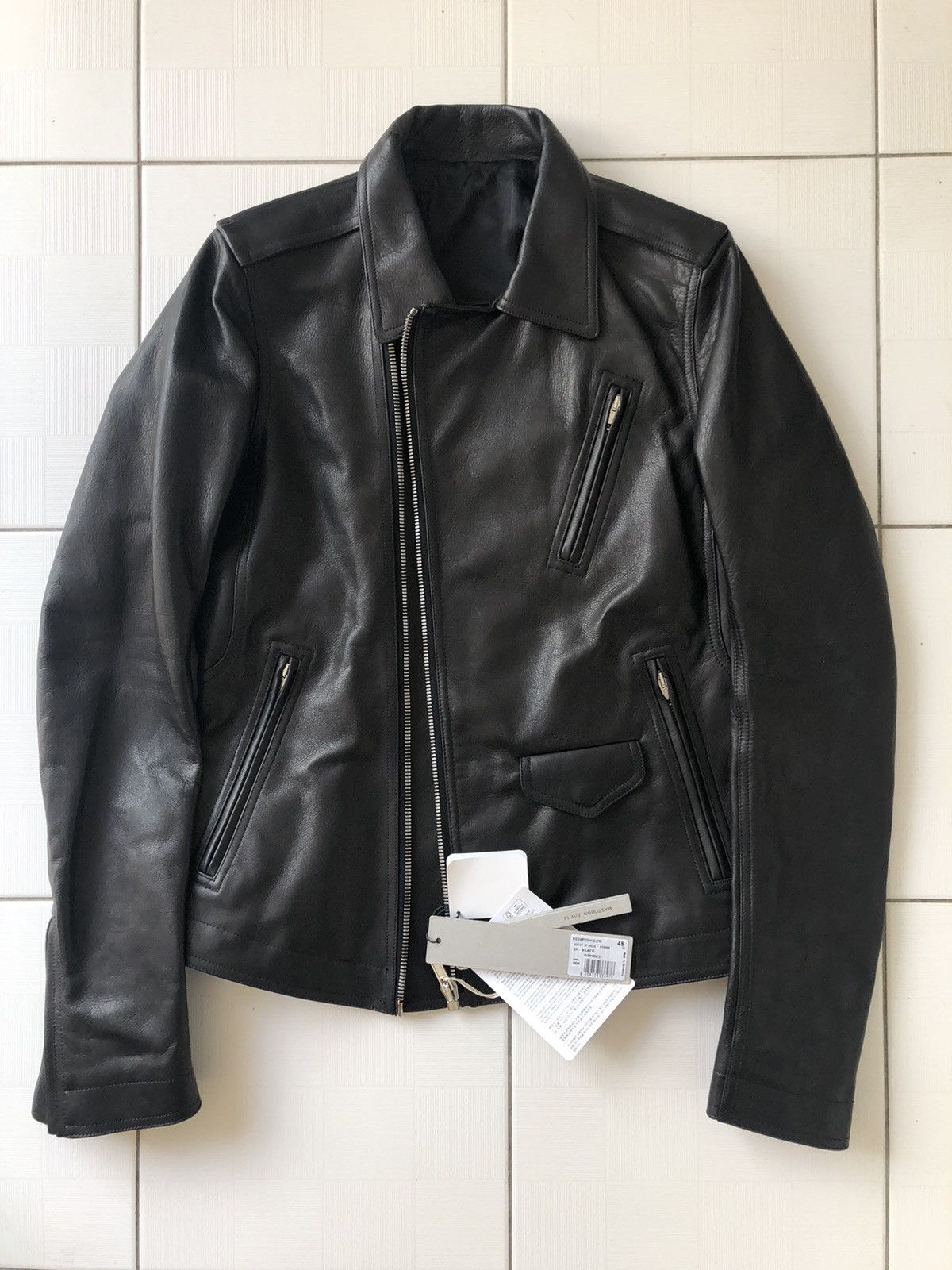 Rick Owens NEW FW16 48 Black Stooges Biker Calf Leather Jacket Chrome ...