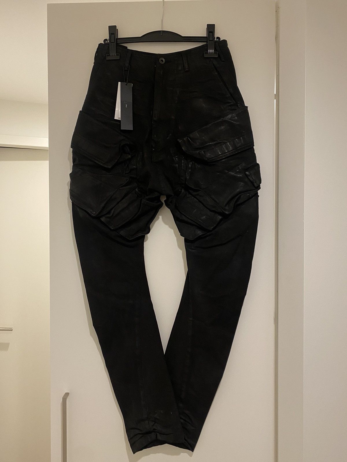 image of Julius Waxed Cargo Gasmask Denim Pant in Black, Men's (Size 30)