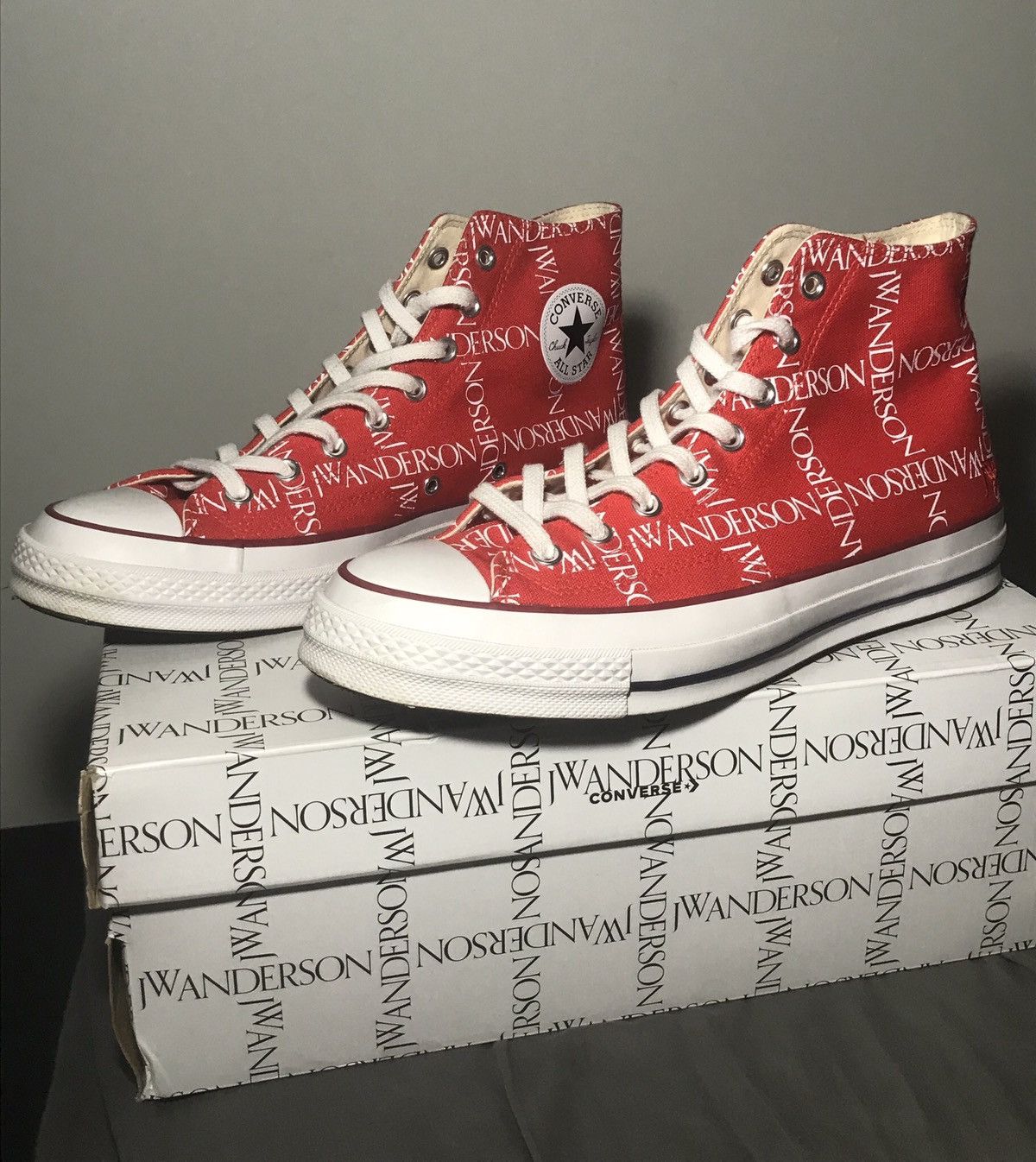 image of Converse X J.w. Anderson Chuck 70 Hi Top Grid Red Shoes, Men's (Size 10)
