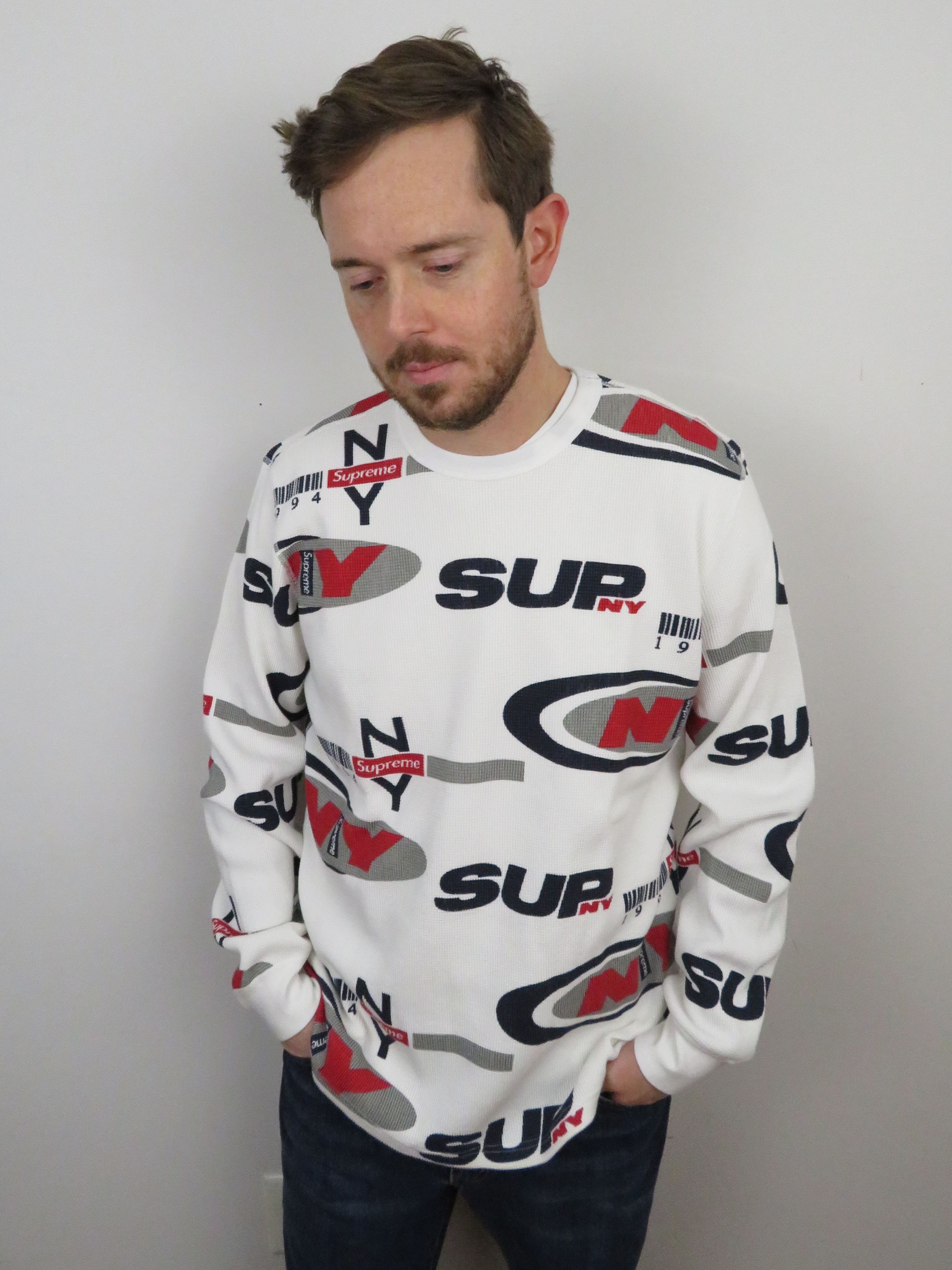 Supreme Supreme Supreme NY Waffle Thermal White Long Sleeve | Grailed