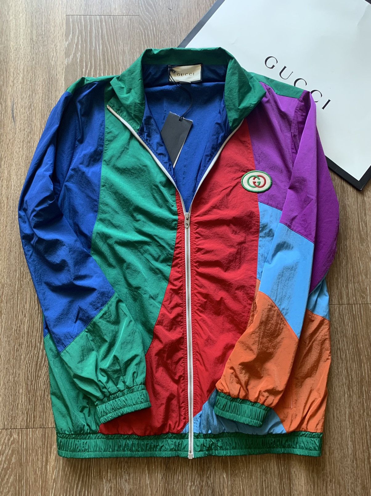 Gucci NEW Mens Gucci Oversized Waterproof Nylon Multicolor Jacket Size US M / EU 48-50 / 2 - 1 Thumbnail