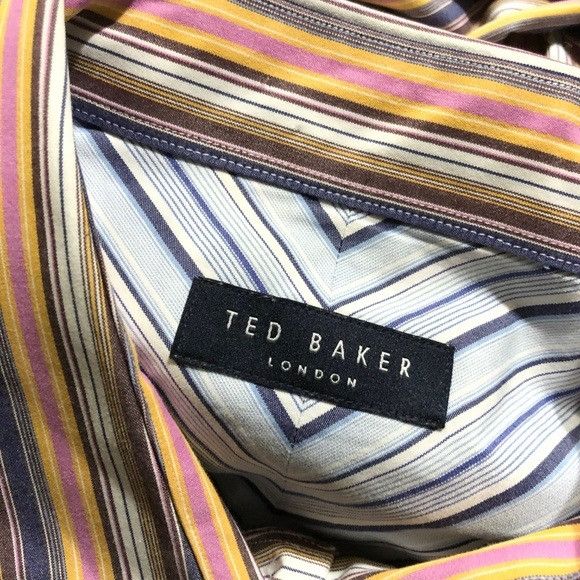 Ted Baker Ted Baker Striped Button Front Shirt 16.5 34/35 Size US L / EU 52-54 / 3 - 7 Thumbnail
