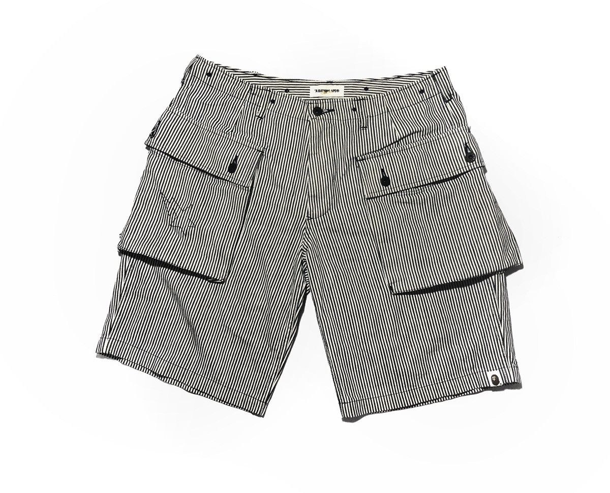 Bape Bape Monkey Cargo Hickory Stripe shorts Size US 34 / EU 50 - 4 Thumbnail