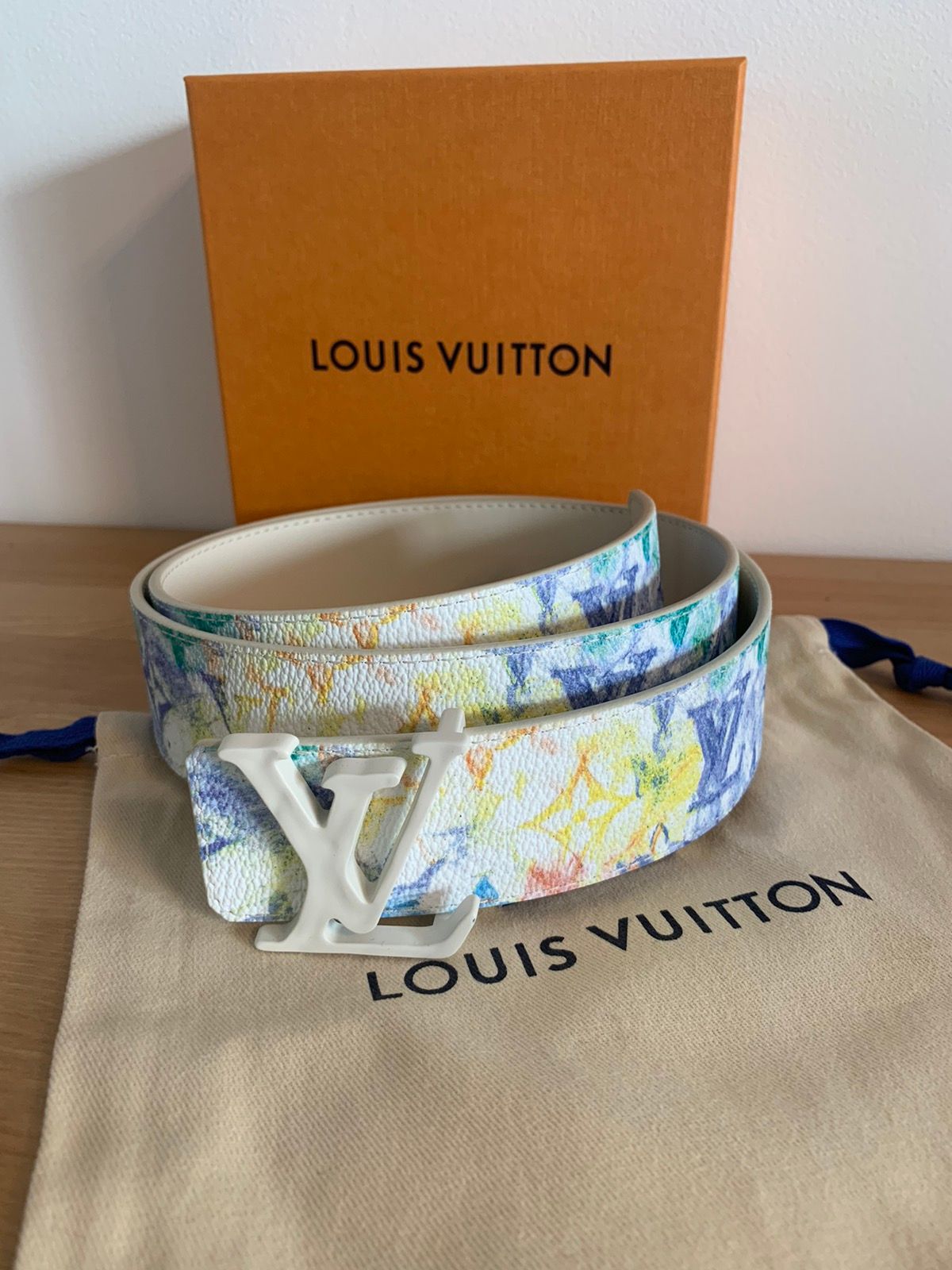 Louis Vuitton LV SHAPE Pastel Mix Color Reversible Belt 40Mm 95 monogram