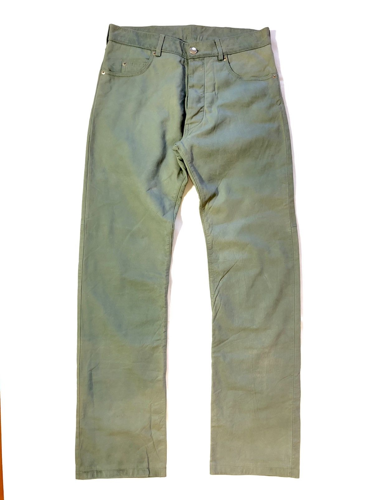 KATHRINE HAMNETT BUTTON FLY LEATHER PANT