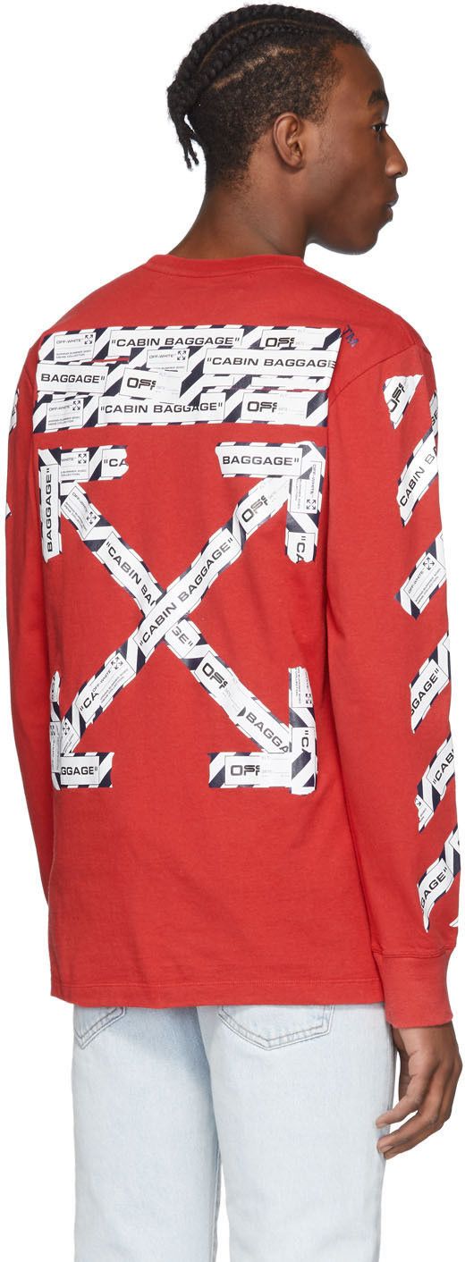 Off-White Red Baggage Tape Long Sleeve T-Shirt Size US XXL / EU 58 / 5 - 3 Thumbnail