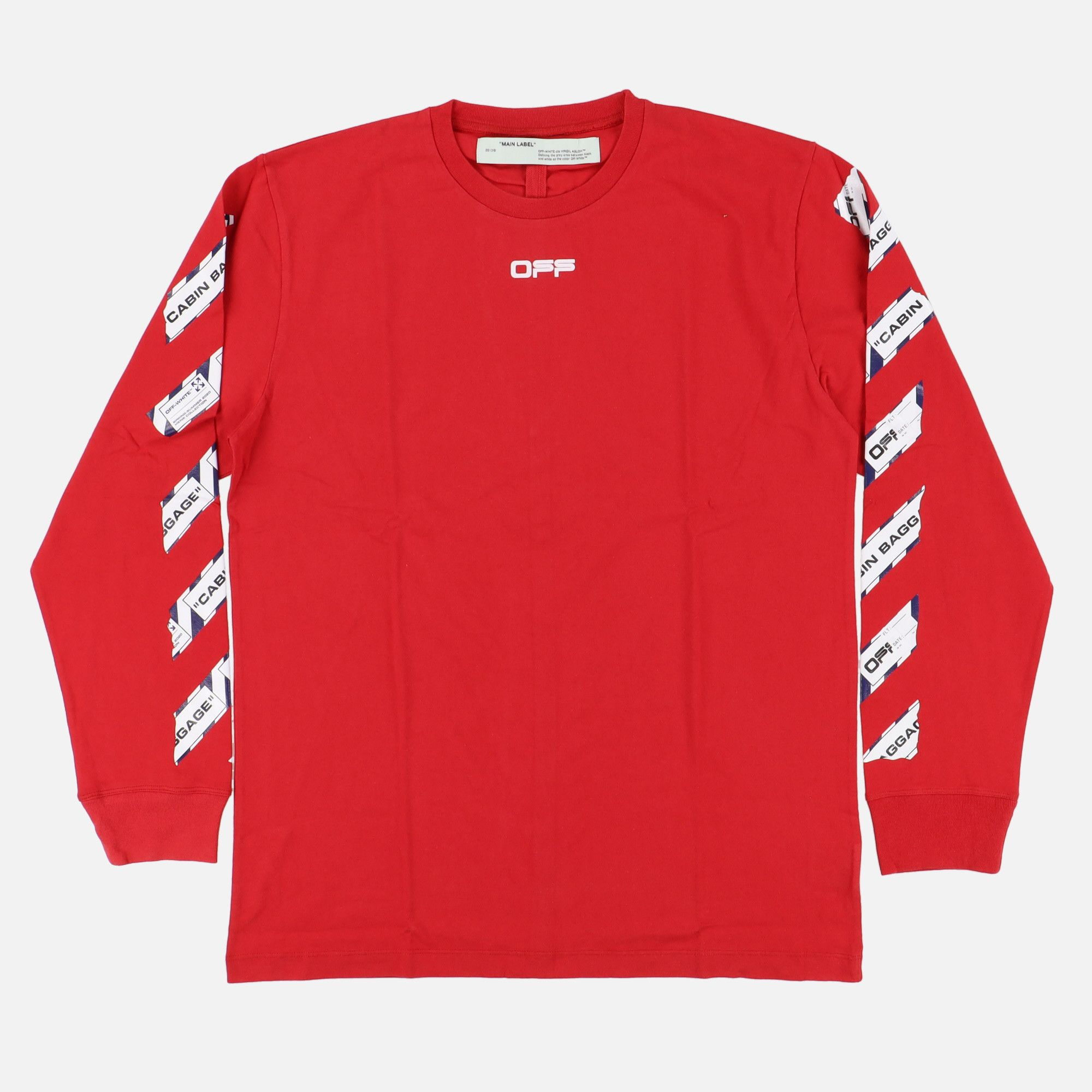 Off-White Red Baggage Tape Long Sleeve T-Shirt Size US XXL / EU 58 / 5 - 5 Thumbnail