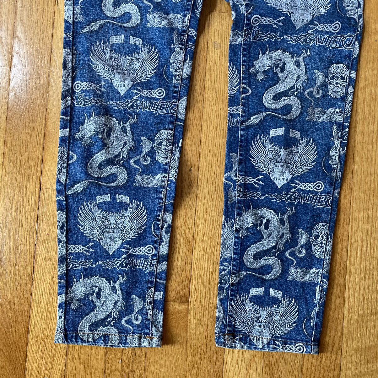 Jean Paul Gaultier 90s archival jean paul gaultier tribal tattoo jeans Size US 28 / EU 44 - 3 Thumbnail