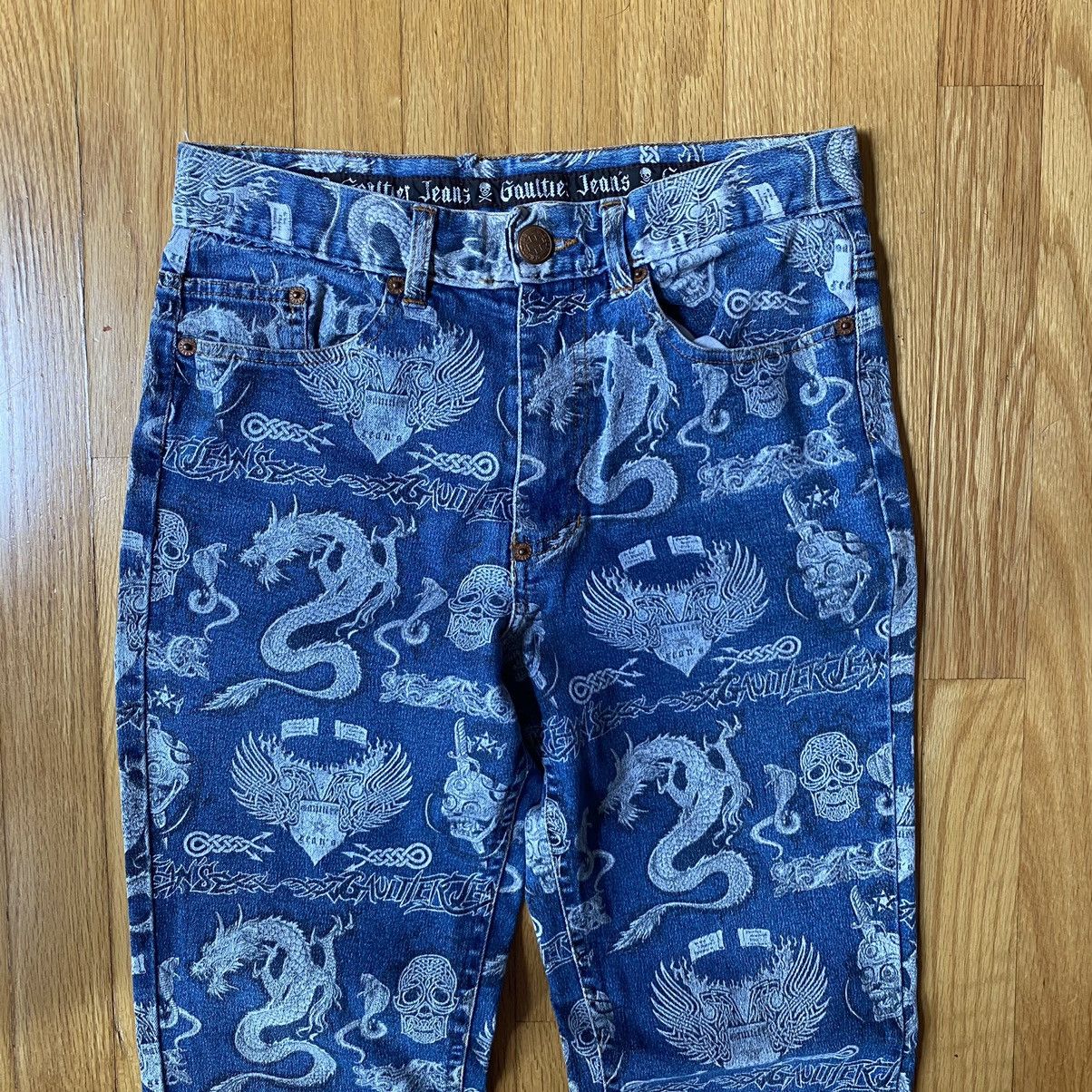 Jean Paul Gaultier 90s archival jean paul gaultier tribal tattoo jeans Size US 28 / EU 44 - 2 Thumbnail