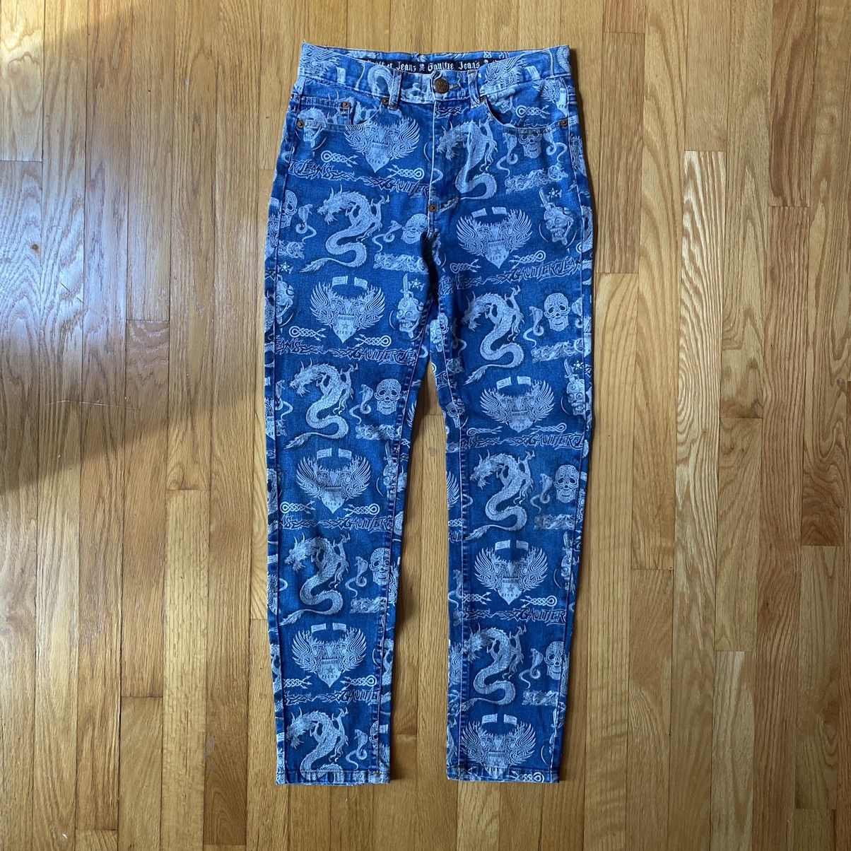 Jean Paul Gaultier 90s archival jean paul gaultier tribal tattoo jeans Size US 28 / EU 44 - 1 Thumbnail
