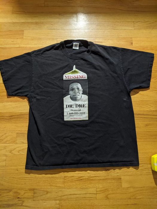 Vintage 2000 Dr. Dre Missing Milk Box T-Shirt Eminem Grail 90s Y2k