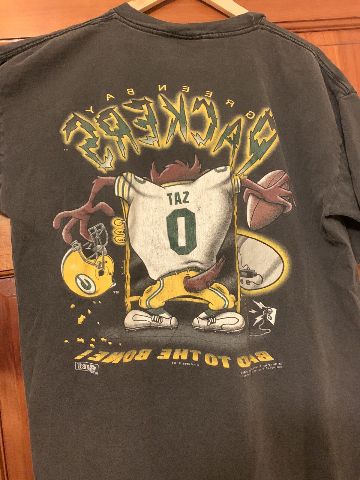 NFL × Vintage × Warner Bros *RARE* Vintage 1995 Taz Looney Tunes Green Bay Packers Shirt Size US XL / EU 56 / 4 - 3 Thumbnail