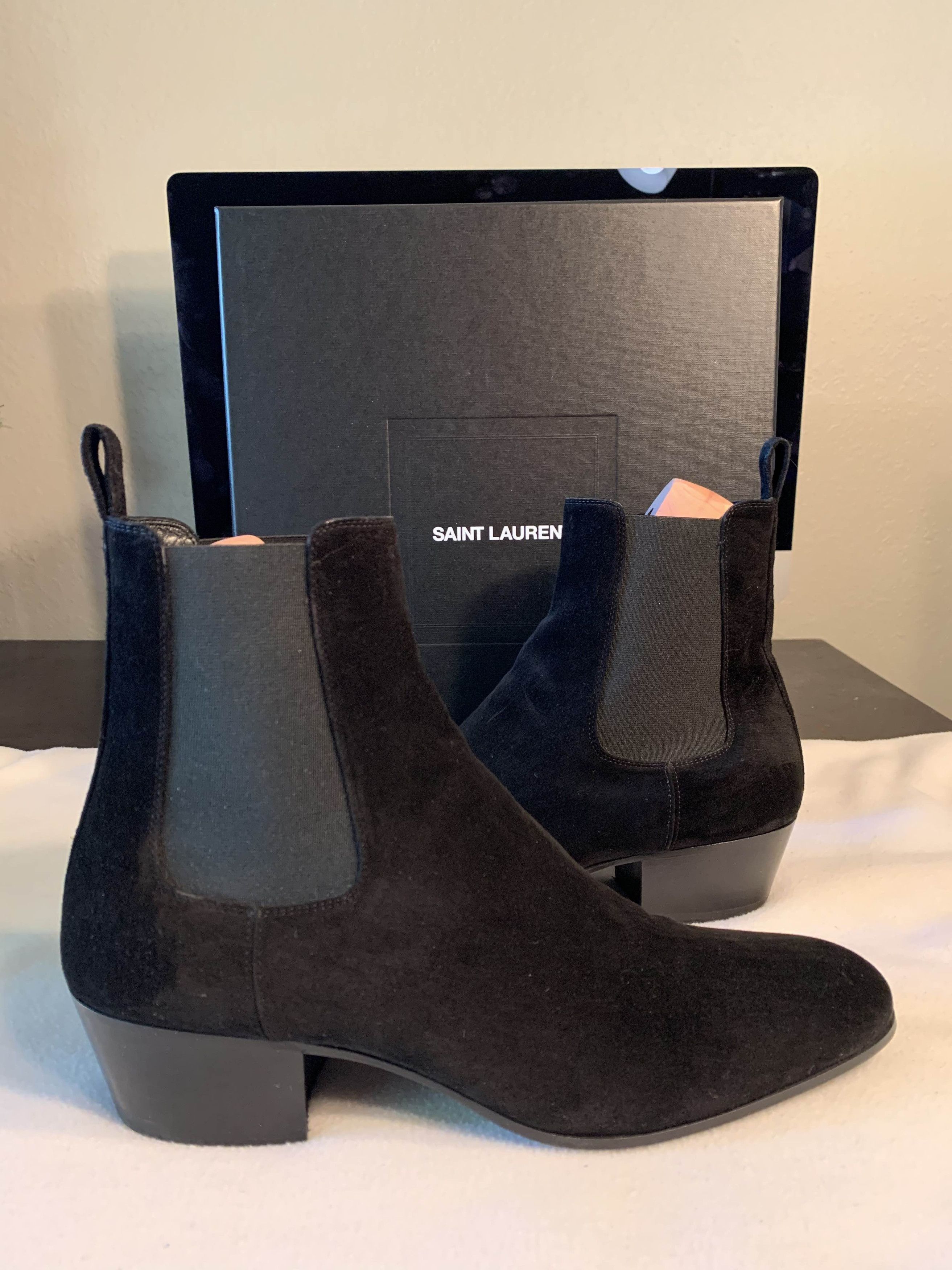 Saint Laurent Paris Black Custar Suede Chelsea Boots | Grailed