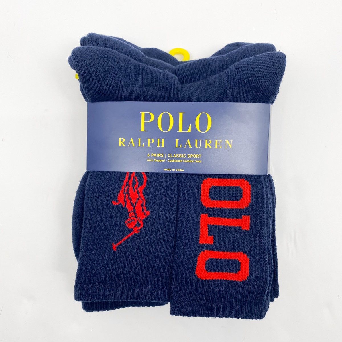 Factory NWT POLO RALPH LAUREN SQUARE LOGO CREW SOCK 6-PACK