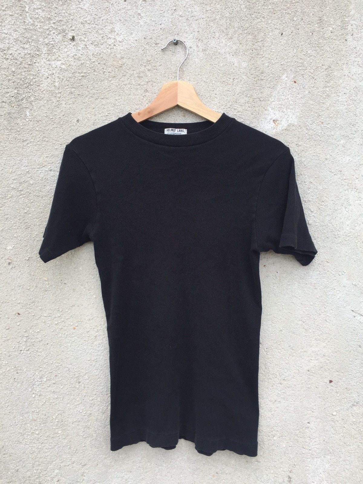 image of Helmut Lang Plain T Shirt Ribbed in Black, Men's (Size Small)