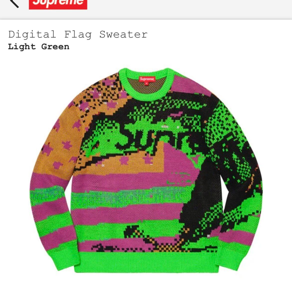 Supreme *DELETING SOON* Supreme Digital Flag Sweater (Light Green) | Grailed