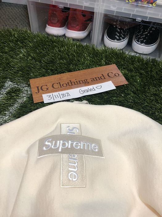 Supreme Supreme Cross Box Logo Hooded Sweatshirt Natural | Grailed